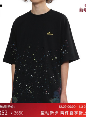 IT We11Done男装宽松短袖T恤新款个性泼墨印花圆领半袖732UBKMP