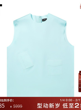 IT We11Done女装宽松无袖上衣新款简洁时尚纯色圆领背心122MSKXM