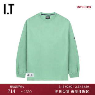 IT DESCENDANT男装长袖T恤新款简约随性水洗磨白圆领上衣SCSM09MM