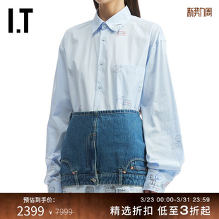 长袖 中长款 衬衫 新款 男友风邮戳图案印花衬衣 时尚 VETEMENTS女装