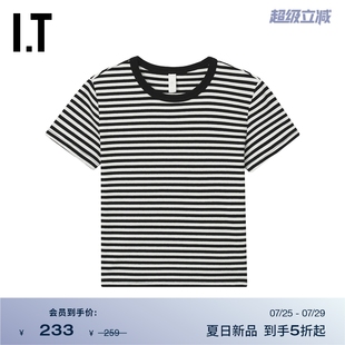 T恤新款 圆领条纹短袖 WITTH 青春活力合身上衣1013XUO LOVE女装