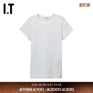 rag T恤新款 合身短袖 舒适休闲纯色圆领内搭W232CHXQ bone女装