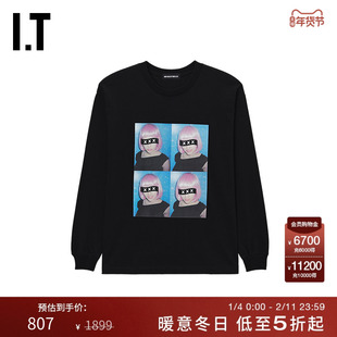 IT GOD SELECTION XXX男装圆领长袖T恤新款时尚欧美照片印花上衣