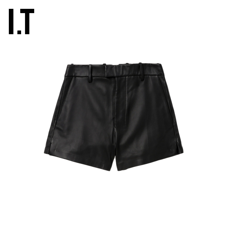 ITAMI合身皮裤短裤复古摩登