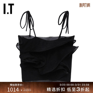 吊带衫 摩登性感立体褶饰修身 透视吊带背心新款 日本ENFÖLD女装