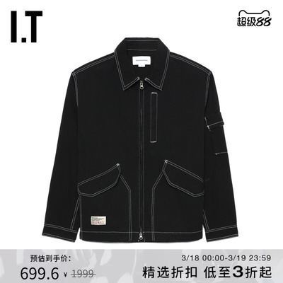 ITTHISISNEVERTHAT男装翻领拉链夹克帅气潮流车线装饰外套WLS03L