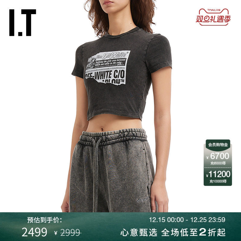 OFF-WHITE c/o VIRGIL ABLOH™女装新款修身短款露脐短袖T恤