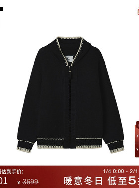 IT LOW CLASSIC女装翻领拉链针织开衫新款时尚质感毛衣外套10BKXP