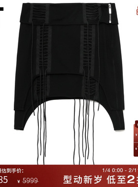 IT HELMUT LANG女装不规则半身裙新款甜酷辣妹风袢带装饰叠层短裙