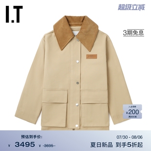 復(fù)古大氣工裝 GANNI女裝 拼接翻領(lǐng)夾克新款 風(fēng)休閑外套W07575XP