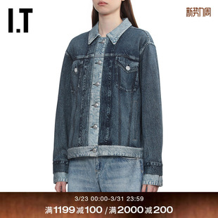 bone女装 拼色牛仔夹克新款 时尚 水洗外套RC8425XQ 个性 rag