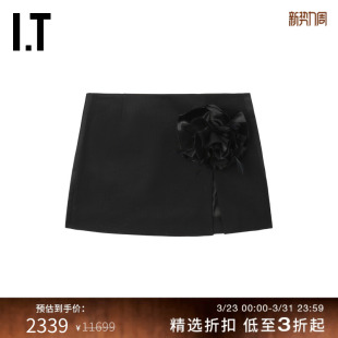 开叉半身裙短裙新款 Nyc女装 时髦摩登立体花朵缀饰包臀裙 Area