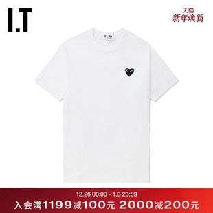 CDG GARCONS川久保玲情侣基础纯色圆领短袖 PLAY des T恤 COMME