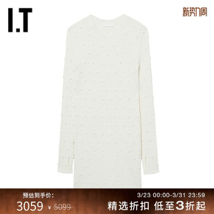 HELMUT 修身 LANG女装 针织连衣裙新款 罗纹开叉短裙1H2721XM 长袖