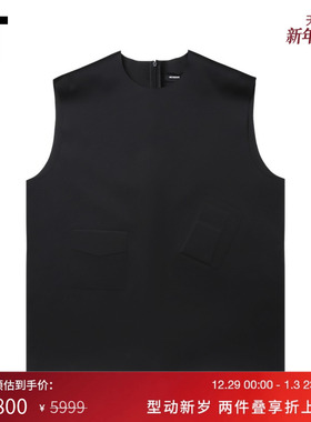 IT We11Done女装宽松无袖上衣新款简约时髦纯色圆领背心122MBKXM