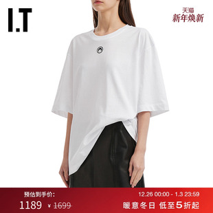 MARINE 简约休闲新月刺绣圆领半袖 SERRE男装 T恤新款 宽松短袖