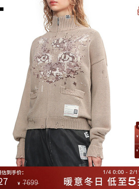 IT Mihara Yasuhiro女装拉链针织开衫新款立领针织外套5CD522XP