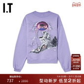 宽松圆领卫衣新款 MSGM女装 暗黑潮酷图案印花套头上衣DM1039BL