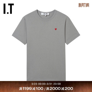 CDG GARCONS川久保玲情侣爱心logo缝饰短袖 PLAY des T恤 COMME