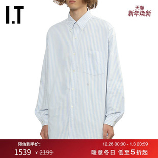 新款 衬衫 竖条纹长袖 简约通勤宽松翻领衬衣G090EMP nanamica男装