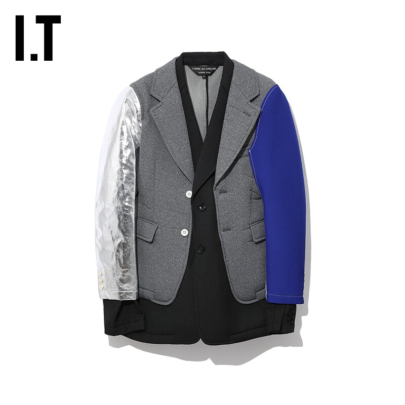 IT CDG COMME des GARÇONS HOMME PLUS男装西装夹克外套拼接设计