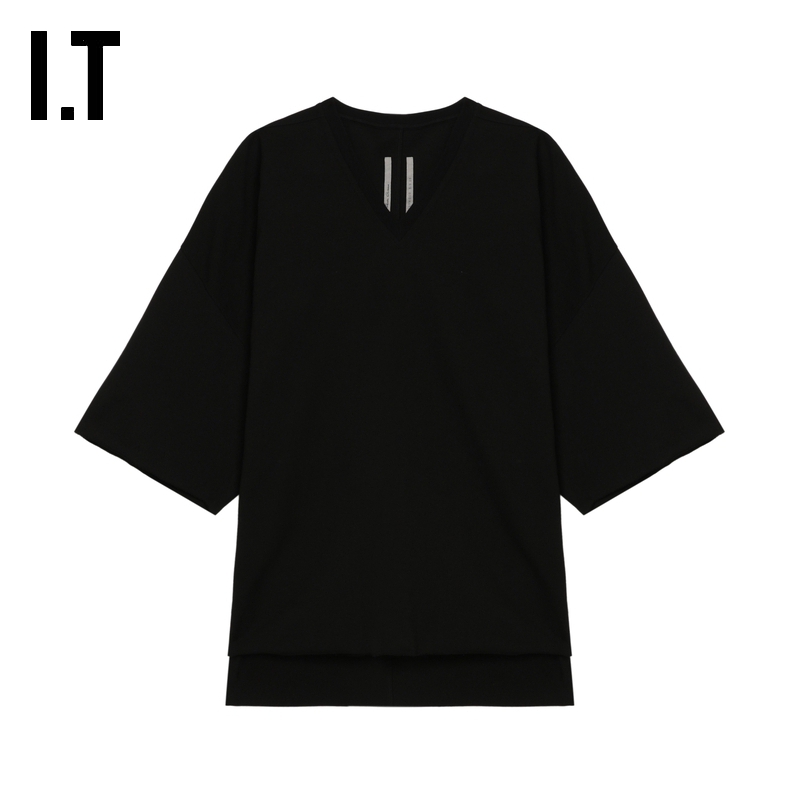 ITRickOwens廓形V领落肩T恤