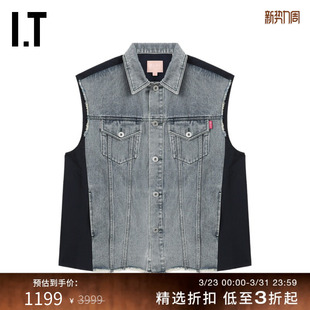 时尚 宽松牛仔马甲新款 甜酷材质拼接排扣背心VC7304AO BAPY女装