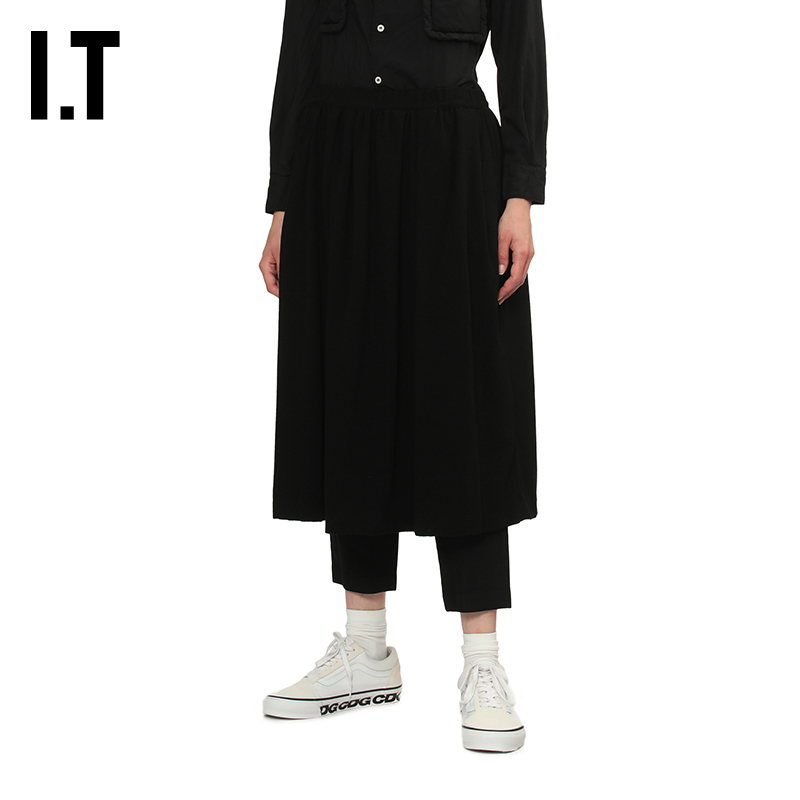 IT纯色半身裙A字裙复古通勤