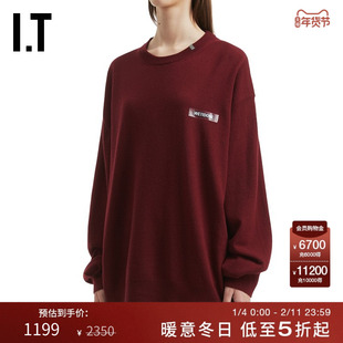 IT We11Done女装羊毛针织衫新款时尚质感宽松羊毛衫毛衣651UWNXP