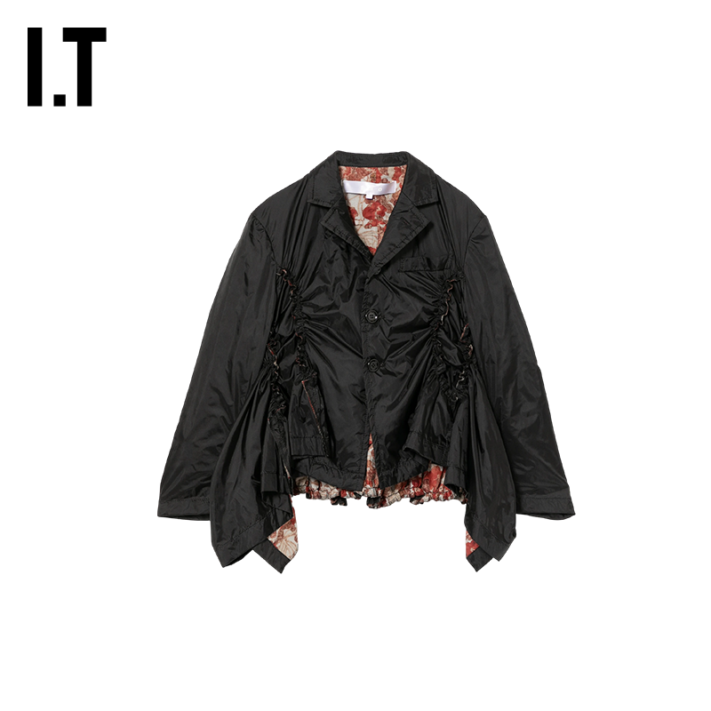 IT CDG tricot COMME des GARCONS女装木耳边褶饰夹克外套新款