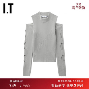 IRO女装 时尚 合身长袖 新品 设计感挖剪镂空针织上衣IRAXXL 针织衫