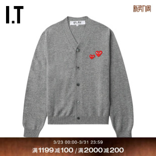 COMME PLAY des GARCONS川久保玲情侣款 合身羊毛针织开衫 CDG