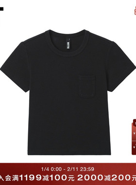 IT WITTH LOVE女装水洗短袖T恤新款简约休闲合身圆领内搭G1017XUO