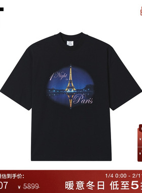 IT VETEMENTS女装圆领短袖T恤新款时尚文艺地标印花半袖TR410BXP