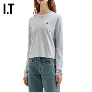 IT WITTH LOVE女装圆领长袖T恤新款休闲基础款合身内搭上衣1025XW