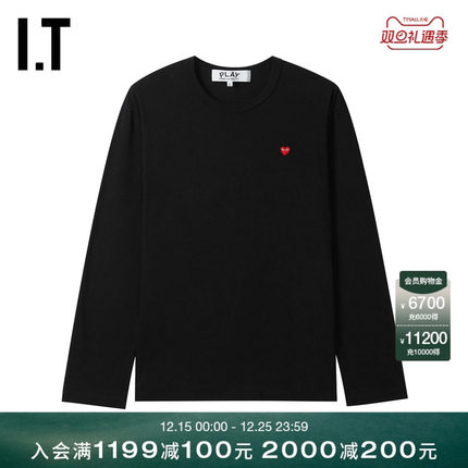 IT CDG PLAY COMME des GARCONS川久保玲情侣圆领长袖T恤休闲基础