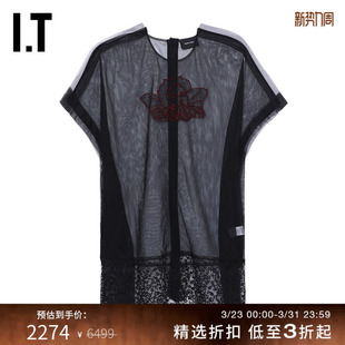 薄纱连衣裙新款 短袖 Rocha女装 性感时髦透视短裙7245B9 Simone