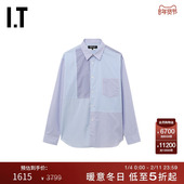 des CDG DEUX男装 COMME HOMME 衬衫 GARCONS 条纹裁布拼接长袖