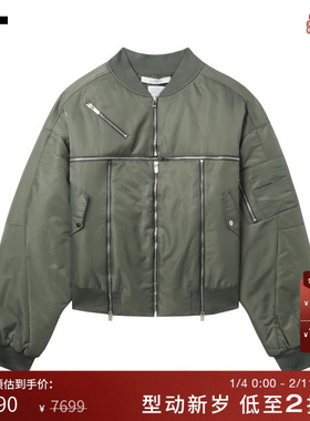 IT ROKH女装廓形飞行员夹克新款帅气潮酷拉链装饰宽松外套CA158XN