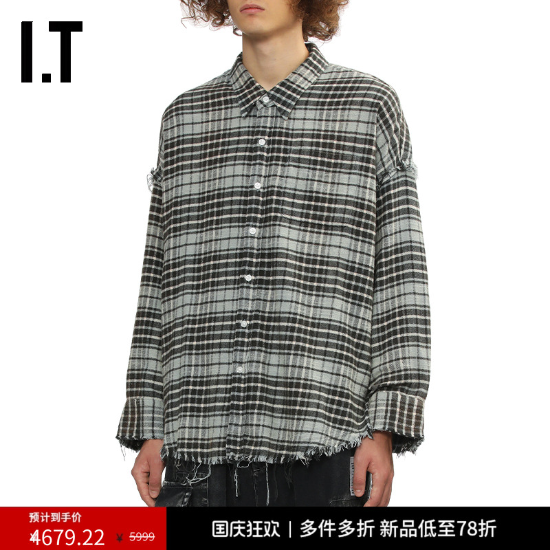 ITR13长袖格纹衬衫随性街潮