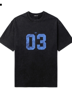 IT GROUNDZERO男装做旧短袖T恤新款时尚型男水洗磨白半袖SPTE0380