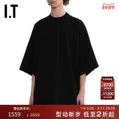 Rick Owens男装 廓形圆领落肩T恤新款 潮流型男宽松半袖 5283BAMO