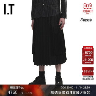 CDG HOMME COMME GARCONS BLACK情侣褶裥叠层半身裙百褶裙 des