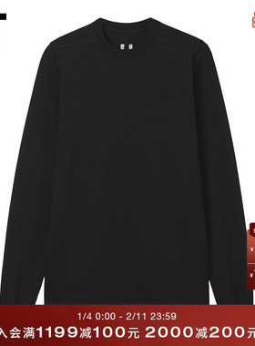 IT Rick Owens男装圆领长袖T恤新款简约基础宽松纯色上衣1277BAMP