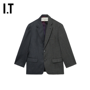 IT HAVRE STUDIO女装拼接西装夹克新款复古质感西服外套CBS240XM
