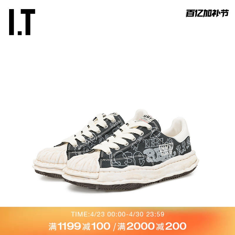 IT Mihara Yasuhiro男款厚底运动鞋新款做旧休闲鞋板鞋0BLACKMQ