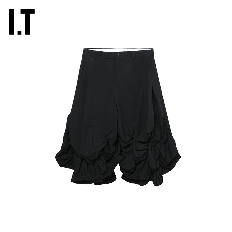IT CDG COMME des GARCONS HOMME PLUS男装褶饰阔腿裤短裤五分裤