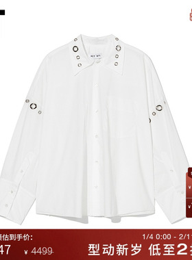 IT ACT NO.1女装长袖衬衫新款时髦质感圆环镂空装饰衬衣T2321UXL