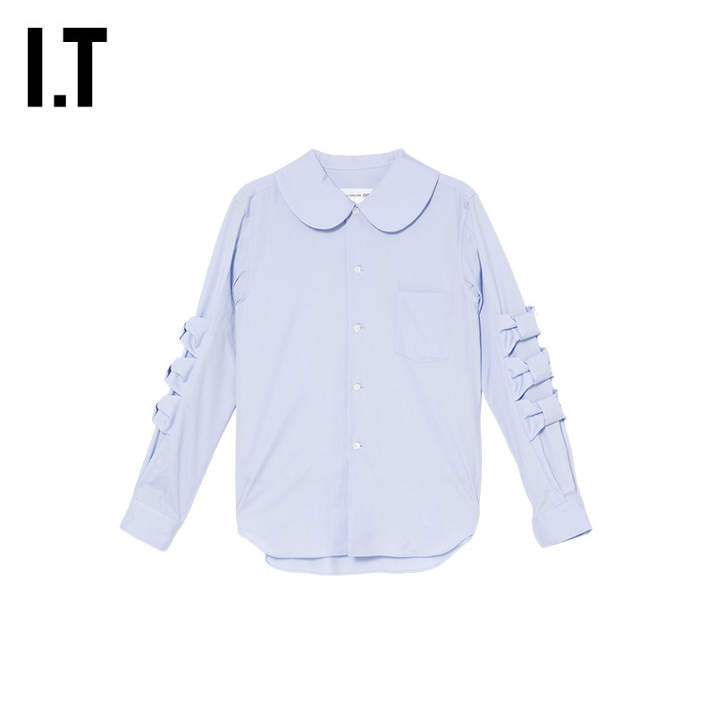 IT CDG COMME des GARCONS GIRL女装蝴蝶结缀饰彼得潘领长袖衬衫