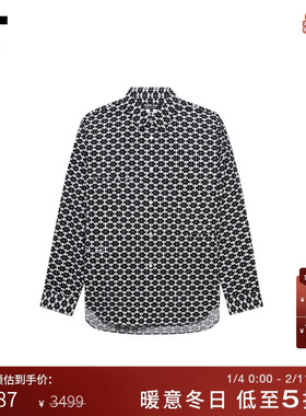 IT CDG COMME des GARCONS HOMME DEUX男装满幅图案装饰条纹衬衫